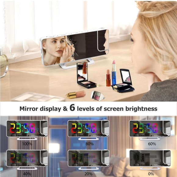 ⏰Biupky Digital alarm clock 180° projection + 11 RGB colors, LED, white 💯 NEW⏰ - Picture 8 of 9
